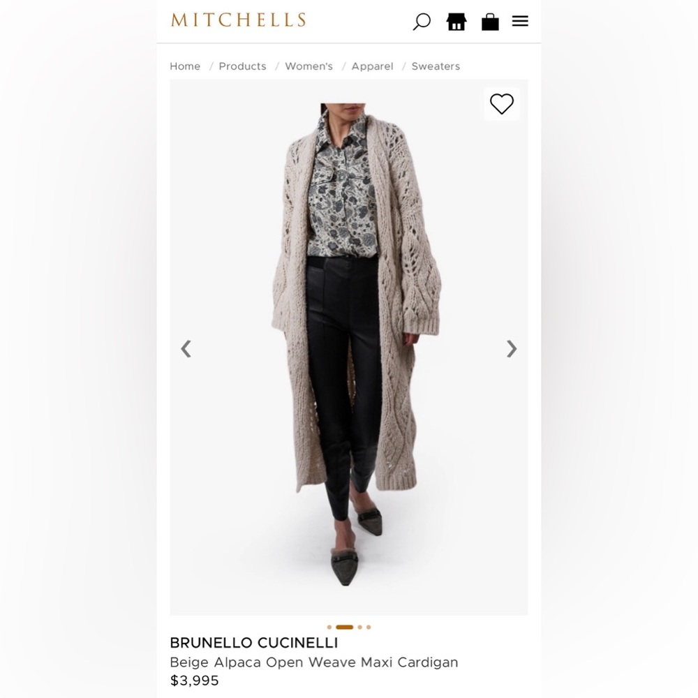 Brunello Cucinelli Cream Alpaca Maxi Cardigan